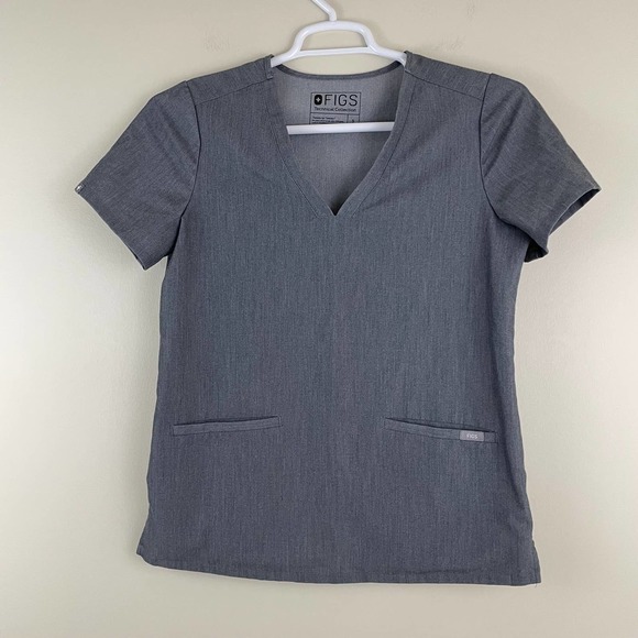 Figs Tops - Figs Casma Three-Pocket Scrubs Top Heathered Gray Women's Size Small